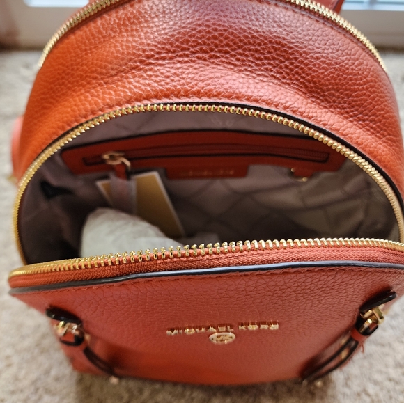 New Michael Kors brooklyn backpack pumpkin spice deep orange handbag tags - Picture 3 of 5